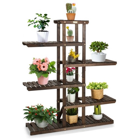 Costway Bamboo 9-Tier Plant Stand Utility Shelf Free Standing