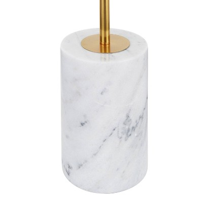 Contemporary White & Gold Marble-Base Floor Lamp with Side Table