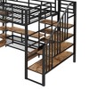 NicBex Full Size Loft Bed Bunk Bed Metal Bed Frame with Low Table, Storage Shelves, Stairs and Full Length Guardrail, No Box Spring Required, Black - 4 of 4