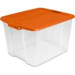 66qt Latching Clear Storage Bin Tangerine Lid - Brightroom™