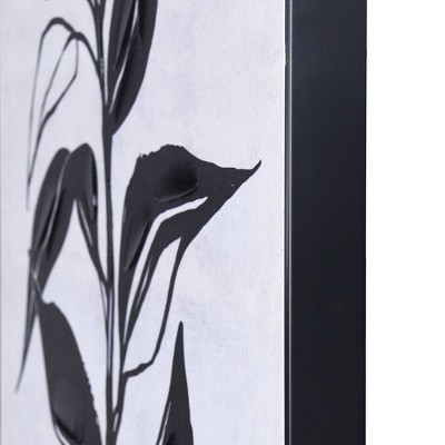 Black and White Abstract Leaf Canvas Art with Polystyrene Frame