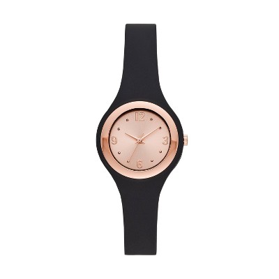 Women s Rubber Unibody Strap Watch A New Day Rose Pink Black