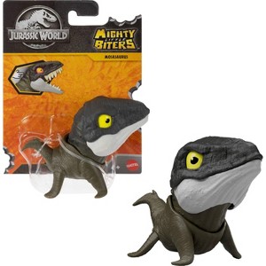 Jurassic World Mighty Little Biters Mosasaurus Dinosaur Toy with Bite Action, Eye Change, Collectible Figure - 1 of 4