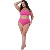 Agnes Orinda Women's Plus Size Ribbed Bikini Bandeau 2 Pcs Tankini Sets - 3 of 4