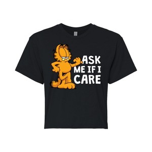 Women's - Garfield - Ask Me If I Care Cropped Graphic T-Shirt - 1 of 4