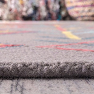 Handmade Gray Wool and Viscose Bohemian Accent Rug, 3' x 5'