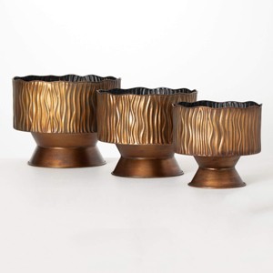 Sullivans 11.25", 10.25" & 9.25" Scalloped Footed Planter Set of 3, Metal - 1 of 3