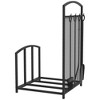 HOMCOM Firewood Rack, Indoor Outdoor Wood Holder with Tools for Fireplace, Wood Stove, Hearth or Fire Pit, Includes Poker, Tongs, Broom, Shovel, Black - 4 of 4