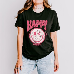 Simply Sage Market S.W.Smiley Pink Smiley Distressed Short Sleeve Tee - 1 of 4