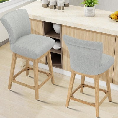 JUJABU 26.8 Inch Modern Swivel Barstools Set of 2 with Upholstered and Solid Wood Legs