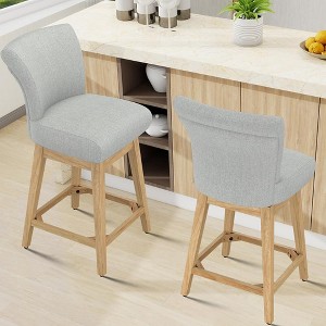 JUJABU 26.8 Inch Modern Swivel Barstools Set of 2 with Upholstered and Solid Wood Legs - 1 of 4