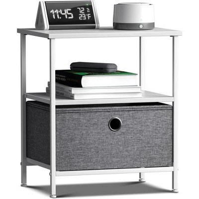 Sorbus 1 Drawers Nightstand with Shelf - Steel Frame, Wood Top & Easy Pull Fabric Bins - Perfect for Home, Bedroom, Office & College Dorm