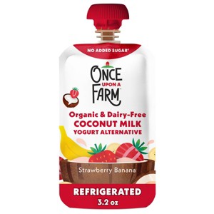Once Upon a Farm Coconut Yogurt Alternative Strawberry Banana Organic Snack Pouch - 3.2oz - 1 of 4