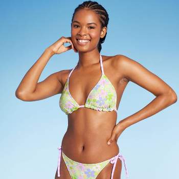 Women's Adjustable Coverage Bikini Bottom - Wild Fable™ Blue/green Tropical  Print : Target
