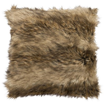 Luccia Red Faux Fur Square Accent Pillow