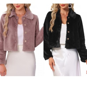 INSPIRE CHIC Women's Faux Fur Cropped Snap Button Winter Wedding