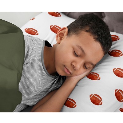 Sweet Jojo Designs Boy Full/Queen Comforter Bedding Set Football Green Brown and Red 3pc — фото 3