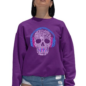 LA Pop Art Women's Word Art Crewneck Sweatshirt - Styles of EDM Music - 1 of 4