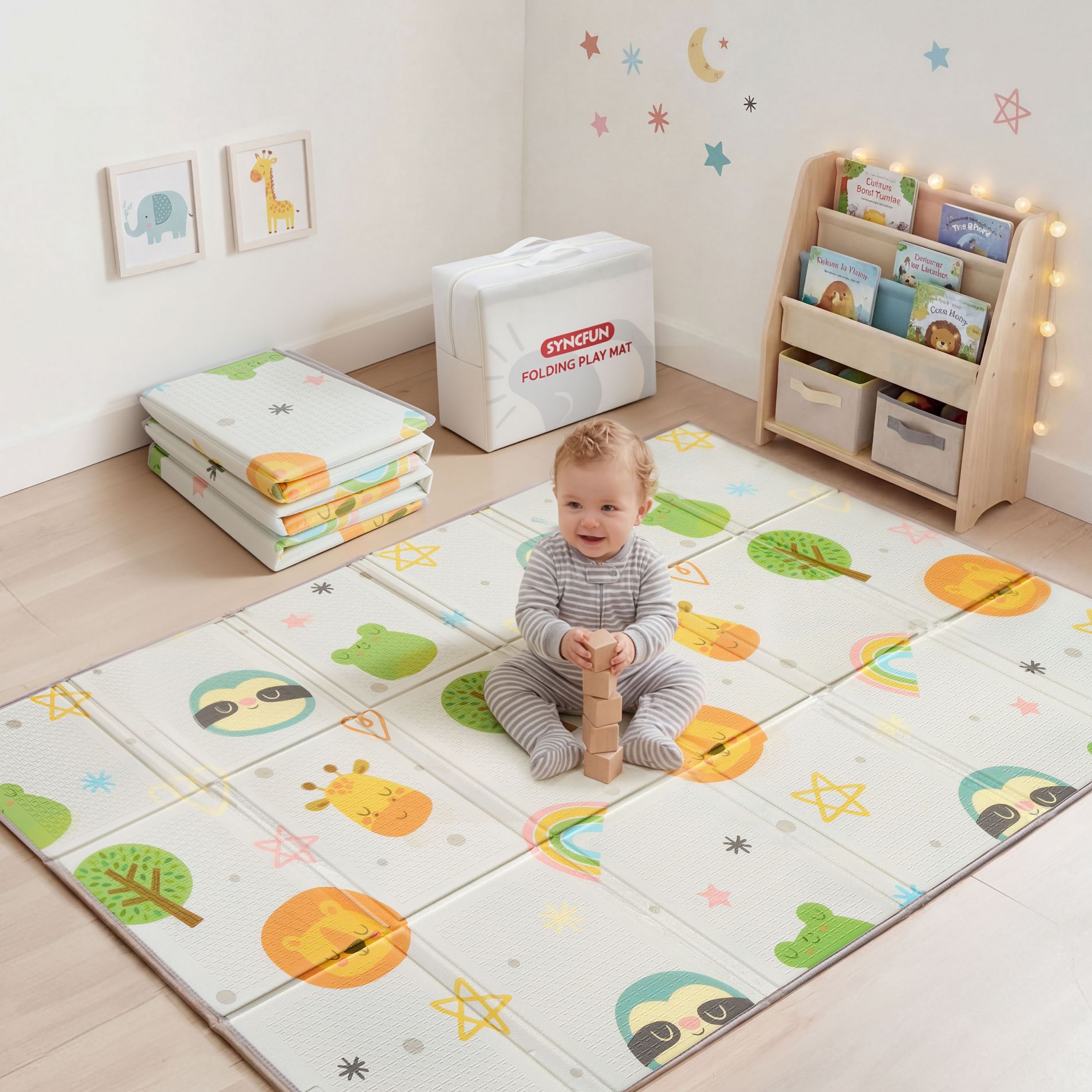 Joyfy Large Baby Play Mat-Soft And Comfortable Babies & Toddler Play Mat,Waterproof Foam,Foldable Activity Mat With Non-Slip Bottom,Ideal For Playtime