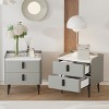 Modern Nightstand with Drawers, Bedside Table with PU Surface and Marble-Pattern Top for Bedroom, Living Room, or Apartment – The Pop Home - 2 of 4