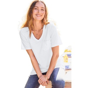 Woman Within Perfect V-Neck Pocket Tee - 1 of 2