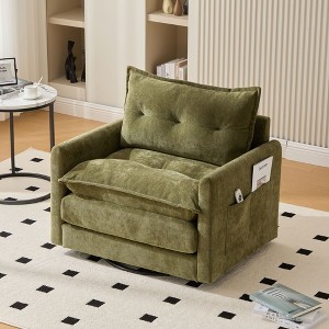 PAGED Swivel Accent Chair, Thick Padded Barrel Chair with Metal Base, Comfortable Single Sofa Chair for Living Room, Study - 1 of 4