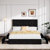 Allewie Full Upholstered Bed Frame/4 Storage Drawers/Adjustable Headboard/Diamond Button Tufted/Mattress Foundation/No Box Spring Needed/Black - 2 of 4