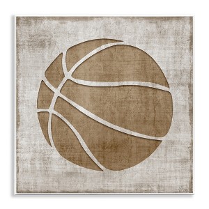 Stupell Industries Rustic Basketball Silhouette Shape Sports Team Ball, 12" x 12" - 1 of 4