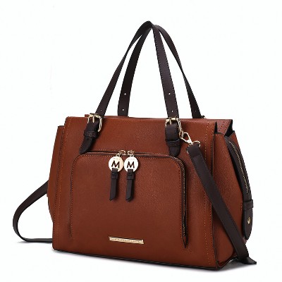 MKF Collection Elise Vegan Leather Color-block Women’s Satchel Bag by Mia K