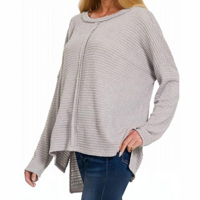 Women's Center Seam Waffle Knit Top - ZENANA
