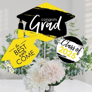 Big Dot of Happiness Yellow 2025 Graduation Party Centerpiece Sticks - Table Toppers - Set of 15 - 1 of 4