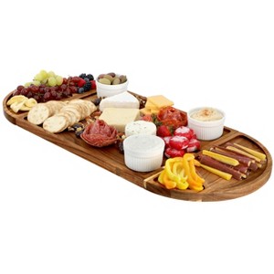 MegaChef 3 Piece Acacia Wood Cutting Board with Maganitized Serving Board Platter - 1 of 4