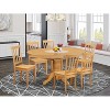 7-Piece Oval Natural Oak Finish Solid Wood Top Dining Table with 6-Chairs with - 2 of 4