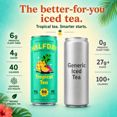 Halfday Prebiotic Iced Tea Tropical Tea - 12  fl oz Can
