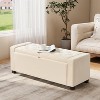 Itopfox Storage Ottoman with Tufted Upholstery, Safety Hinge & Seating for Bedroom or Living Room, Holds 350 lbs, Linen Beige Bench - 3 of 4