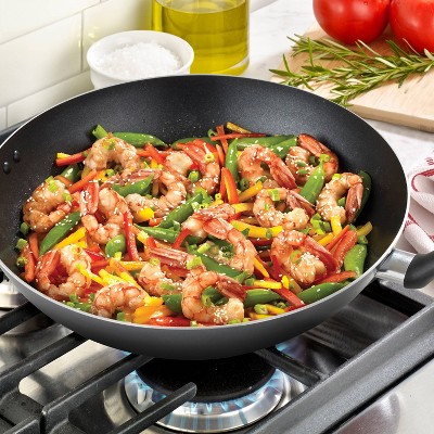 T-Fal 14" Black Nonstick Aluminum Wok with Helper Handle