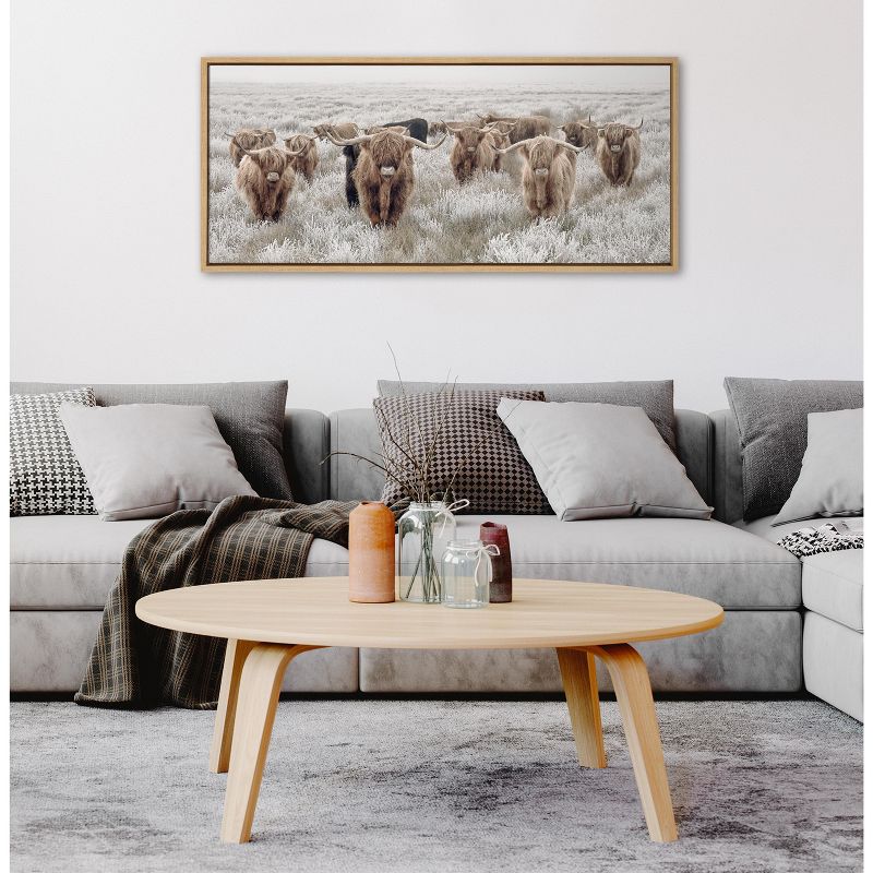 Kate and Laurel Sylvie Herd of Highland Cows Color Framed Canvas by The Creative Bunch Studio, 6 of 8
