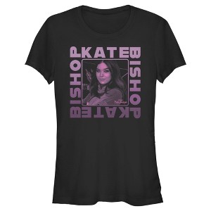 Juniors Womens Marvel Hawkeye Kate Bishop Purple Portrait T-Shirt - 1 of 4