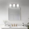 DORESshop 22 in. 3 Light Nickel Modern Cylinder Vanity Light for Bathroom, Bedroom with Curved Arms and Milk White Glass Shades - 2 of 4