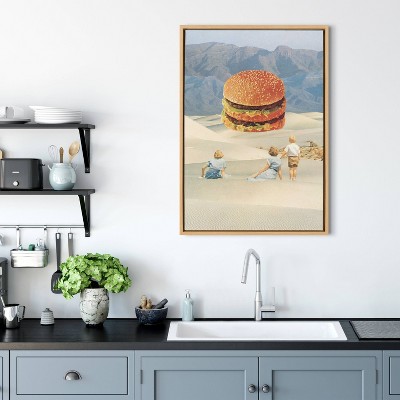 Desert Mirage Surreal Art Print on Canvas with Natural Frame