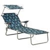vidaXL Patio Lounge Chair Folding Sunlounger Outdoor Sunbed with Canopy Steel - Leaf Pattern - 2 of 4
