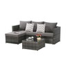 Minimalist 2-Pc Outdoor Sofa: L-Shaped Wicker Sectional + Ottoman Table – Space-Saving Design - 2 of 4