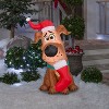 Gemmy Christmas Airblown Inflatable Puppy SCOOB w/Stocking WB, 3.5 ft Tall, Brown - 2 of 4