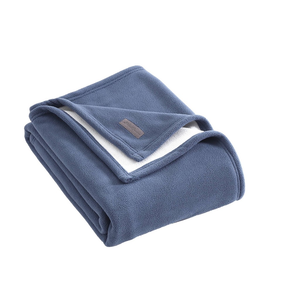 Photos - Duvet Eddie Bauer 50"x60" Reversible Solid Throw Blanket Blue 
