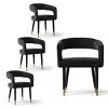 Modern Upholstered Dining Chairs Set of 4, Cushioned Seat with Armrest, Metal Legs, Dining Room and Kitchen Chairs-Maison Boucle - 2 of 4