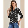 INSPIRE CHIC Women's Ruffle Shoulder Polka Dots Elastic Cuff 3/4 Sleeves Bow Tie Neck Blouse - 2 of 4
