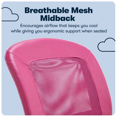Pink Faux Leather Mesh Swivel Task Chair