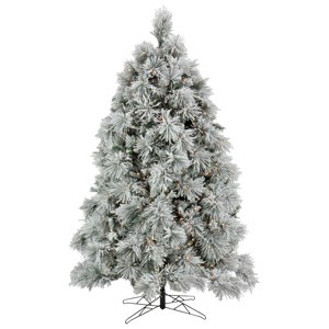 6.5' Prelit Flocked Bavarian Pine Artificial Christmas Tree Clear Lights - National Tree Company - 1 of 4