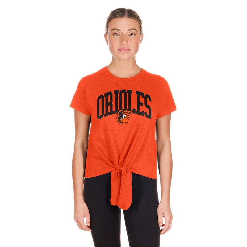 MLB Baltimore Orioles Women&#39;s Front Knot T-Shirt, 5 of 7