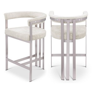 Meridian Furniture,Marcello Stone Velvet Counter Stool, Set of 2 - 1 of 4